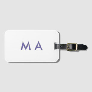 Eenvoudige monogram paars grijs voeg je naam toe m bagagelabel