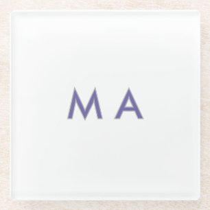 Eenvoudige monogram paars grijs voeg je naam toe m glazen onderzetter