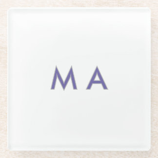 Eenvoudige monogram paars grijs voeg je naam toe m glazen onderzetter