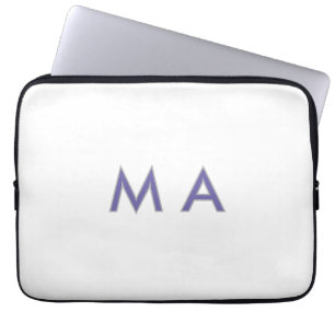 Eenvoudige monogram paars grijs voeg je naam toe m laptop sleeve