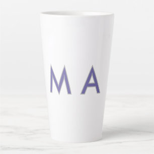 Eenvoudige monogram paars grijs voeg je naam toe m latte mok