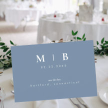 Eenvoudige Monogram Paarsblauw Save the Date QR