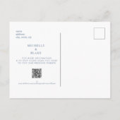 Eenvoudige monogram Periwinkle sparen de Datum QR Aankondigingskaart (Achterkant)