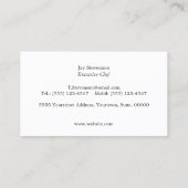 Eenvoudige monogram persoonlijke chef-kok catering visitekaartje (Achterkant)