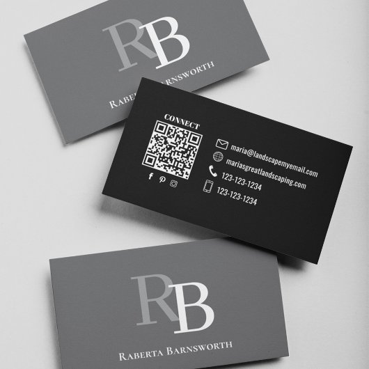 Eenvoudige Monogram QR-code Grijs | Verbind met Mi Visitekaartje