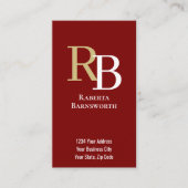 Eenvoudige Monogram QR-code Wijnrood | Verbind met Visitekaartje (Voorkant)