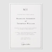 Eenvoudige Monogram Rand Foto bruiloft Vellum Uitnodigingen (Voorkant)