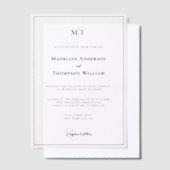 Eenvoudige Monogram Rand Foto bruiloft Vellum Uitnodigingen (Offset)