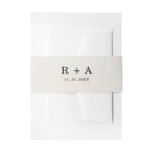 Eenvoudige monogram rustieke Boho bruiloft matchin Uitnodigingen Wikkel (Voorkant Voorbeeld)