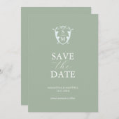 Eenvoudige Monogram Saliegroen Bewaar de Datum Save The Date (Voorkant / Achterkant)