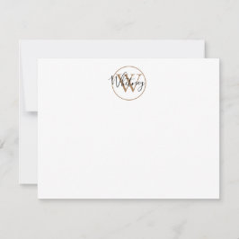 Eenvoudige Monogram Script Naam Zwart Goud Notitie Notitiekaartje