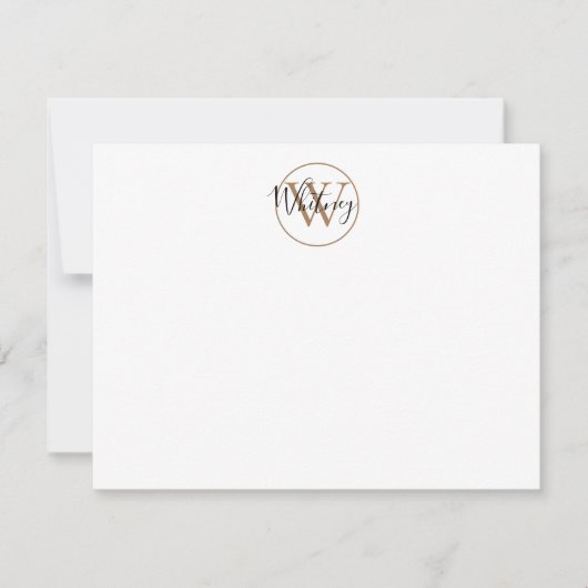 Eenvoudige monogram script naam zwart gouden notit notitiekaartje (Voorkant)