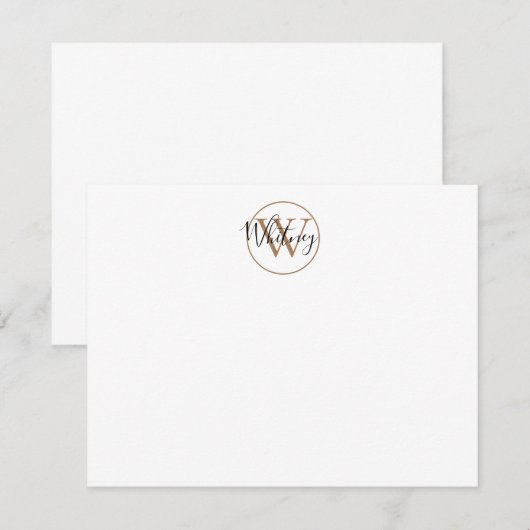 Eenvoudige monogram script naam zwart gouden notit notitiekaartje (Voorkant / Achterkant)