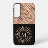 Eenvoudige monogram Stripes Abstract Roze Geel Gou Samsung Galaxy Hoesje (Achterkant)