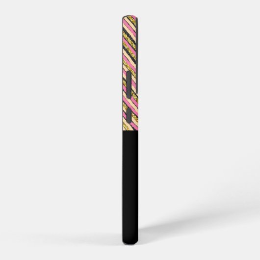 Eenvoudige monogram Stripes Abstract Roze Geel Gou Samsung Galaxy Hoesje (Rechterkant)