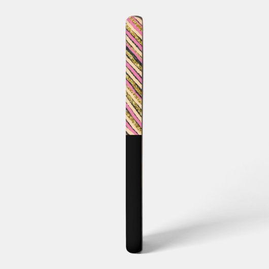 Eenvoudige monogram Stripes Abstract Roze Geel Gou Samsung Galaxy Hoesje (Linkerkant)