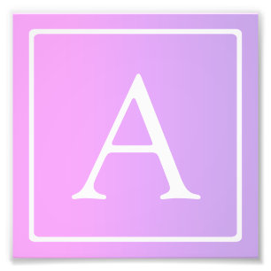 Eenvoudige monogram Subtiele roze/paarse ombre Foto Afdruk