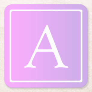 Eenvoudige monogram Subtiele roze/paarse ombre Kartonnen Onderzetters
