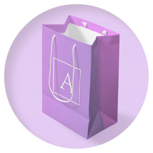Eenvoudige monogram Subtiele roze/paarse ombre Medium Cadeauzakje