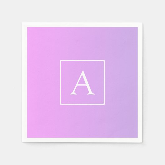 Eenvoudige monogram | Subtiele roze/paarse ombre Servet (Voorkant)