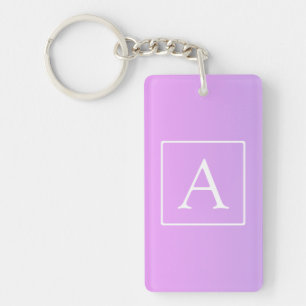 Eenvoudige monogram   Subtiele roze/paarse ombre Sleutelhanger