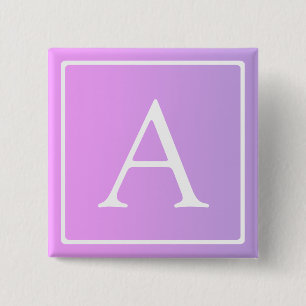 Eenvoudige monogram   Subtiele roze/paarse ombre Vierkante Button 5,1 Cm