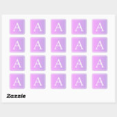 Eenvoudige monogram | Subtiele roze/paarse ombre Vierkante Sticker (Vel)
