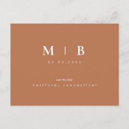 Eenvoudige monogram Terracotta sparen de Code van  Briefkaart