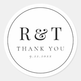 Eenvoudige Monogram Trouw Bedankt Ronde Sticker