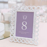 Eenvoudige Monogram Trouwtafel Aantal Kaarten<br><div class="desc">Voeg een chique, moderne touch toe aan uw trouwreceptie met deze elegante trouwtafelnummers. Met een stijlvolle monogram kam met de initialen, namen en trouwdatum van de bruid en bruidegom, toont dit ontwerp eenvoudige maar verfijnde typografie op een zachte lavendel paarse achtergrond. Personaliseer de sjabloon velden met uw gegevens, of klik...</div>
