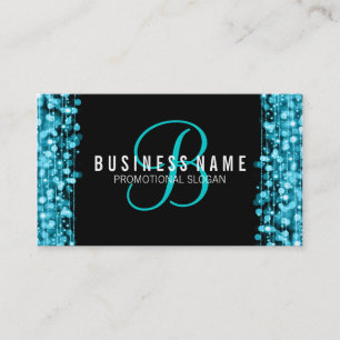 Eenvoudige monogram Turquoise Lights & Sparkles Visitekaartje