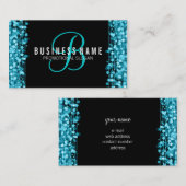Eenvoudige monogram Turquoise Lights & Sparkles Visitekaartje (Voorkant / Achterkant)