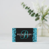 Eenvoudige monogram Turquoise Lights & Sparkles Visitekaartje (Staand voorkant)