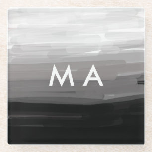 Eenvoudige monogram voeg je naam letter man minima glazen onderzetter