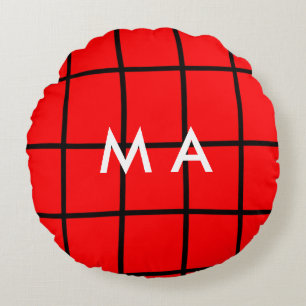 Eenvoudige monogram voeg je naam letter man minima rond kussen
