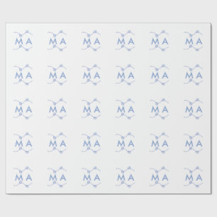 Eenvoudige monogram voeg uw naam letter blauwe bla cadeaupapier