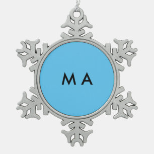 Eenvoudige monogram voeg uw naam letter man minima tin sneeuwvlok ornament