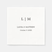 Eenvoudige Monogram Witte Bruiloft Servet (Voorkant)