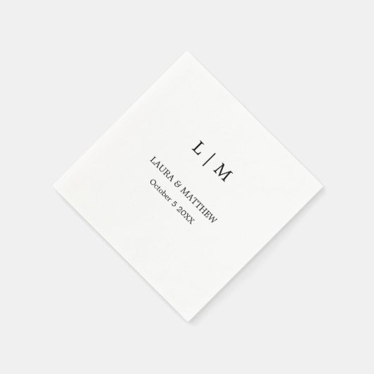 Eenvoudige Monogram Witte Bruiloft Servet (Hoek)