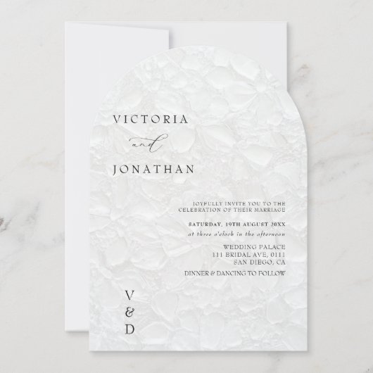 Eenvoudige Monogram Witte bruiloft Uitnodiging (Voorkant)