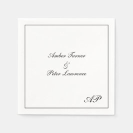 Eenvoudige Monogram Zwart en Wit Elegante Trouw Servet