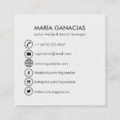 Eenvoudige monogram zwarte en witte sociale media vierkante visitekaartje (Achterkant)