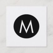 Eenvoudige monogram zwarte en witte sociale media vierkante visitekaartje (Voorkant)