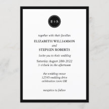 Eenvoudige monogram | Zwarte en witte trouw