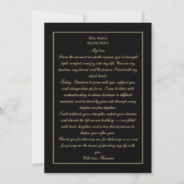 Eenvoudige Monogram Zwarte Gouden Huwelijksbelofte Kaart