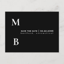 Eenvoudige Monogram Zwarte Huwelijk Opslaan de Dat