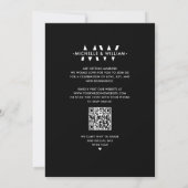 Eenvoudige Monogram Zwarte Witte Moderne Trouw QR Save The Date (Achterkant)