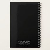 Eenvoudige Monogram Zwarte Zakelijk Planner (Achterkant)