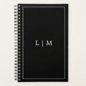 Eenvoudige Monogram Zwarte Zakelijk Planner (Voorkant)