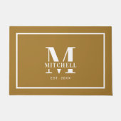 Eenvoudige Monogrammed  Goud Aangepaste Familienaa Deurmat (Voorkant)